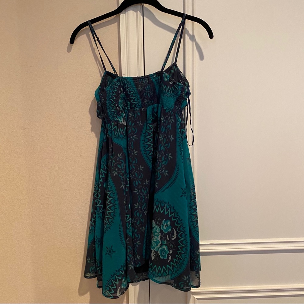 Free People blue and green floral flowy dress - Picture 2 of 4